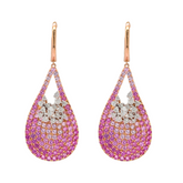 Estate: 18K Rose Gold Ombre Pink Sapphire & Diamond Dangle Earrings